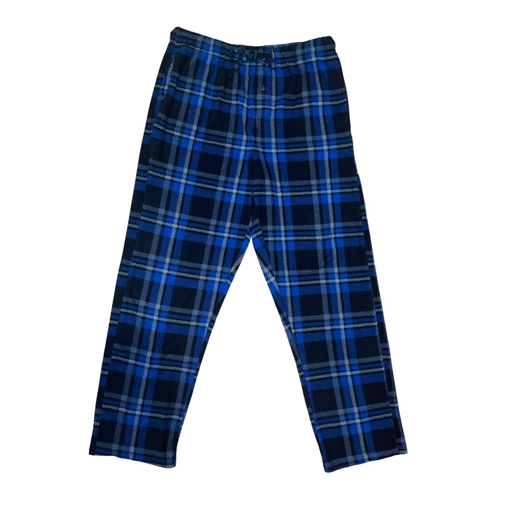 BEVERLY HILLS POLO CLUB - Black & Blue Fleece Plaid Pajama Pants